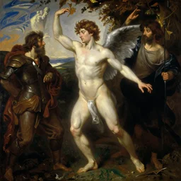 a painting of lucifer by gustav moreau, jean delville and  Gaston Bussiere