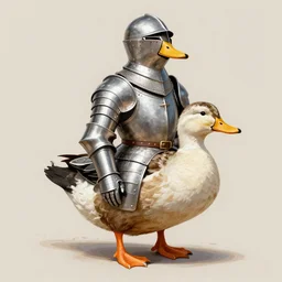 armored duck, duck wearing medieval plate armor, by rembrandt and konstantin razumov