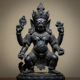 mystical hindu black death god statue, dslr photo, grainy, high detail, high resolution