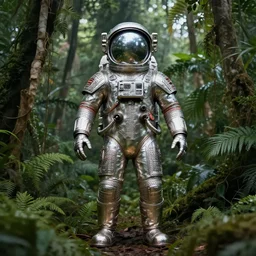 ancient precolumbian metallic astronaut suit found in the jungle,