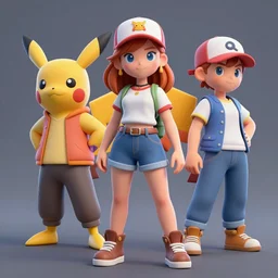 christina hendricks as pokemon characters, 3 d render, blender,