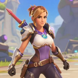 Screenshot of Emma Watson in Overwatch, capturing the point