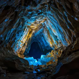highly detailed realistic photo of cave under ice, glowing at night, vibrant colors, award winning masterpiece photography, hyper realistic, concept art, 8 k detail post - processing