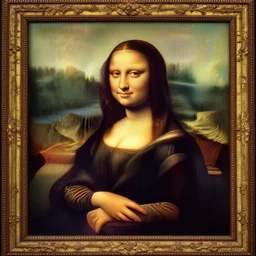 a painting of the mona lisa with a frown
