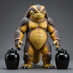 photograph of a real-life beautiful Krang standing with black jar  Extremely detailed. 8k