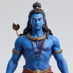 portrait of shiva, blue skin, powerful and majestic look, mattepainting concept blizzard pixar maya engine on stylized background splash comics global illumination lighting artstation, sharp focus, lois van baarle, ilya kuvshinov, rossdraws