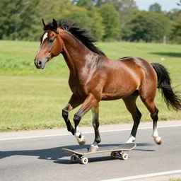 horse on a skateboard