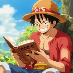 luffy reading a book