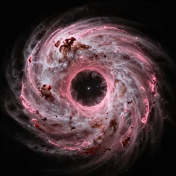 Nebula that looks like donut with pink glaze, James Webb photograph,