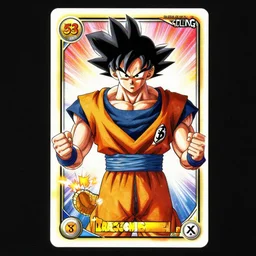 digital art of a dragon ball z card designed by frank grazetta, concept art , card , tabletop - h 600 - h 350