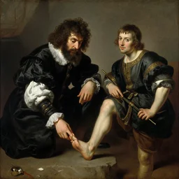 curly haired australian greaving the loss of his toe nail in the style of ivan the terrible and his son ivan on 1 6 november 1 5 8 1 a painting by russian realist artist ilya repin