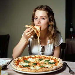 historical photo of sofia lauren eating!!! a pizza! margherita, full body, portrait photo, diffuse light, acclaimed masterpiece