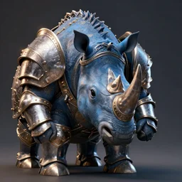 an anthropomorphic blue Rhinoceros wearing plate paladin armor, forward facing angle, stunning 3d render , art by Tooth Wu and beeple and greg rutkowski and artgerm and justin gerard, dim volumetric lighting, 8k octane beautifully detailed render, post-processing, extremely hyperdetailed, intricate complexity, epic composition, grim yet sparkling atmosphere, masterpiece, trending on artstation