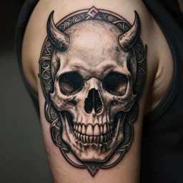 hear no evil skull tattoo, intricate, cinematic lighting, highly detailed, digital painting, artstation, concept art, smooth, sharp focus, 8k, illustration, art by Artgerm and Greg Rutkowski and Alphonse Mucha
