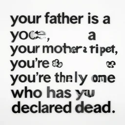 artwork inspired by the phrase'your father is a circle, your mother a triplet, you're the only one who has you declared dead.'