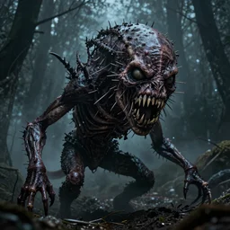 a creature with needles for teeth, horrifying, creepy, scary, unsettling, nightmarish, nightmare fuel,