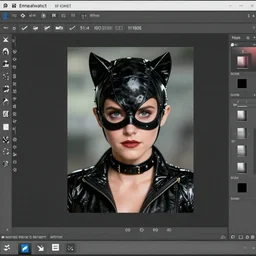 Emma Watson as Catwoman, XF IQ4, 150MP, 50mm, f/1.4, ISO 200, 1/160s, natural light, Adobe Lightroom, photolab, Affinity Photo, PhotoDirector 365, filling the frame, rule of thirds, framing, symmetrical balance, depth layering