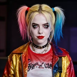 Billie Eilish as Harley Quinn digital art 4k detail