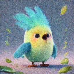 cute! c4d, unreal engine, pixar, bioluminescent screaming feathers pictoplasma characterdesign toydesign toy monster bird of paradise, falling leaves, zbrush, octane, hardsurface modelling, artstation, cg society, by greg rutkowksi, by Eddie Mendoza, by Peter mohrbacher, by tooth wu
