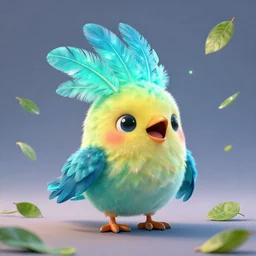 cute! c4d, unreal engine, pixar, bioluminescent screaming feathers pictoplasma characterdesign toydesign toy monster bird of paradise, falling leaves, zbrush, octane, hardsurface modelling, artstation, cg society, by greg rutkowksi, by Eddie Mendoza, by Peter mohrbacher, by tooth wu