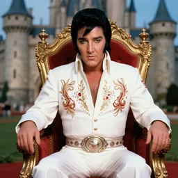 highly detailed, portrait of elvis sitting on his throne in his castle, art inspired by charlie bowater, sharp, in focus