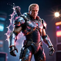 jeffrey epstein in gears of war, splash art, movie still, cinematic lighting, glowing, neon light, ray tracing, octane render, long lens, shallow depth of field, bokeh, anamorphic lens flare, 8 k, hyper detailed, 3 5 mm film grain