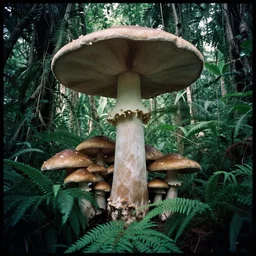 a grainy photograph of a lush giant alien mushroom jungle, taken on a leica m 6, portra 8 0 0 film, film scan, hi - res scan, plustek opticfilm 8 2 0 0 i se scanner, world press photo awards, unknown photographer