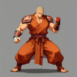 cyborg monk, fighting game, street fighter, melty blood, sprite sheet, 2 d hd, trending on artstation, tredning on itch io