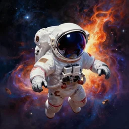 digital painting, shark astronaut without helmet in space, 8 k, thailand art, supernova explosion,
