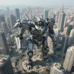 a massive mechanical city showing depth,
