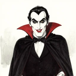 a vampire, by tony diterlizzi, ink, portrait, srgb