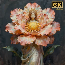 a painting by james jean of flower god, concept art, character only, figurine!!!, trending on artstation, 4 k