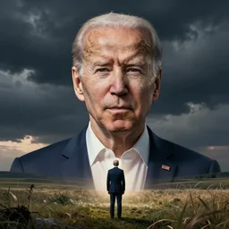 joe biden with a blown up head and tiny body dumb looking idiot