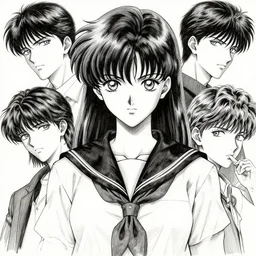 dramatic portrait of anime woman wearing sailor suit, pen and ink, intricate line drawings, by craig mullins, ruan jia, kentaro miura, greg rutkowski, loundraw