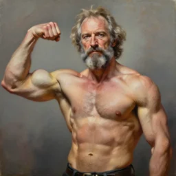 upper body portrait, incredibly muscular richard stallman!!! flexing, trending on artstation, oil on canvas by j. c. leyendeck and edmund blair leighton and charlie bowater octane render