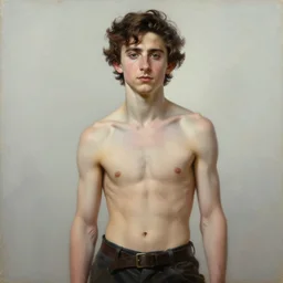 a portrait of timothee chalamet as a shirtless muscular knight, oil painting, pale colors, high detail, 8 k, wide angle, trending on artstation,
