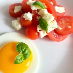 ! dream egg yolk, basil, and cheese salad