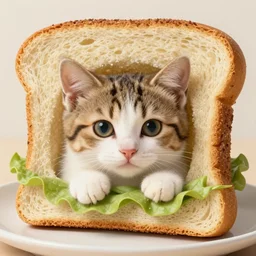 kitten living inside a sandwish, hyper detailed