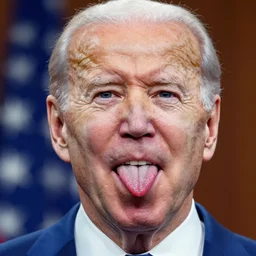 closeup of Joe Biden with his tongue sticking out