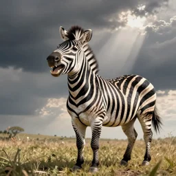 a happy, laughing zebra. art by louis wain