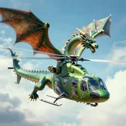 fusion of a dragon and a helicopter