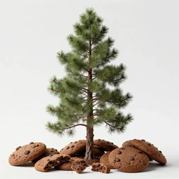tall pine tree that grows chocolate biscuits, realistic, 4 k, ultra hd