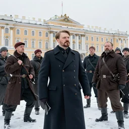 hyper detailed stalin, lenin, revolutionary sailors together taking winter palace from bourgeoisie as lego characters, unreal engine 5, lumen, nanite, dslr