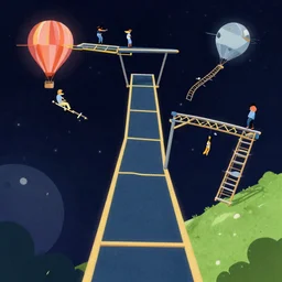 A beautiful artwork illustration, level design, third person, a parkour course in space, featured on artstation, wide angle, vertical orientation