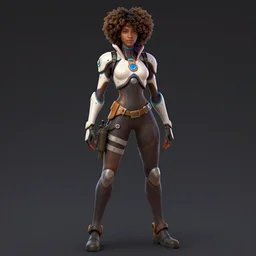 a character from the video game overwatch standing in front of a dark background, concept art by Kuno Veeber, featured on polycount, afrofuturism, polycount, official art, concept art