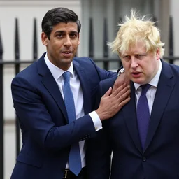 Rishi Sunak being slapped by Boris Johnson