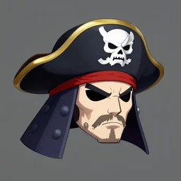 samurai pirate hat, concept art, digital art,