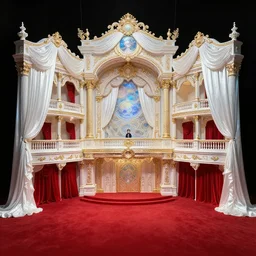 3 d ornate theatre set, sigma 5 0 0 mm f / 5. beautiful intricate highly detailed silk. bioluminescent, red carpet, drapes, silk white, artwork by tooth wu and wlop and beeple and greg rutkowski, 8 k trending on artstation