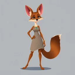 flat 2 d : female marten character : wearing jewlery : wearing a nice dress : head torso legs feet : lorax movie : artstation