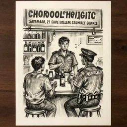 “ charcoal drawn 2 1 savage robbing liquor store, from a police sketcher ’ s much much more talent cousin perspective ”